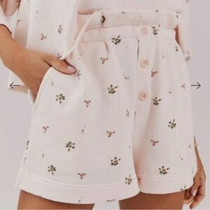 Something Navy Floral Print Pink Hazel Lounge Shorts & Sweatshirt | S